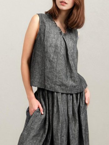 Tanks & Camis | Style We X Chillinen |V Neck Linen Loose Cotton And Linen Tank Top - Women